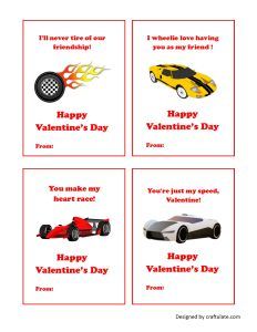 Hot Wheels Valentine Cards - a free printable!