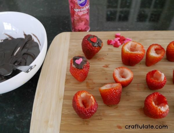 Valentine Chocolate Filled Strawberries - a fun snack for kids AND adults!