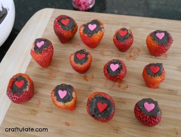Valentine Chocolate Filled Strawberries - a fun snack for kids AND adults!