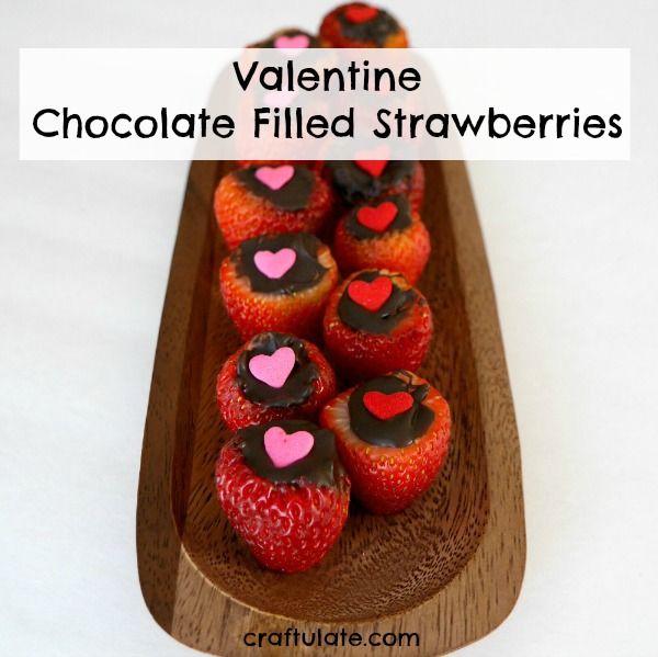 Valentine Chocolate Filled Strawberries - a fun snack for kids AND adults!