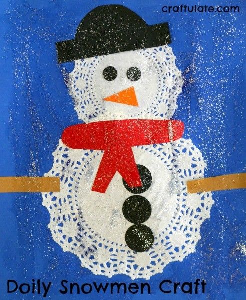 Doily Snowmen Craft - a fun winter activity for kids