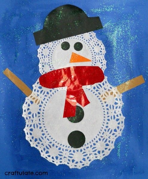 Doily Snowmen Craft - a fun winter activity for kids