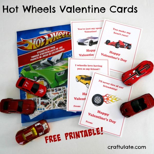 Hot Wheels Valentine Cards - a free printable!