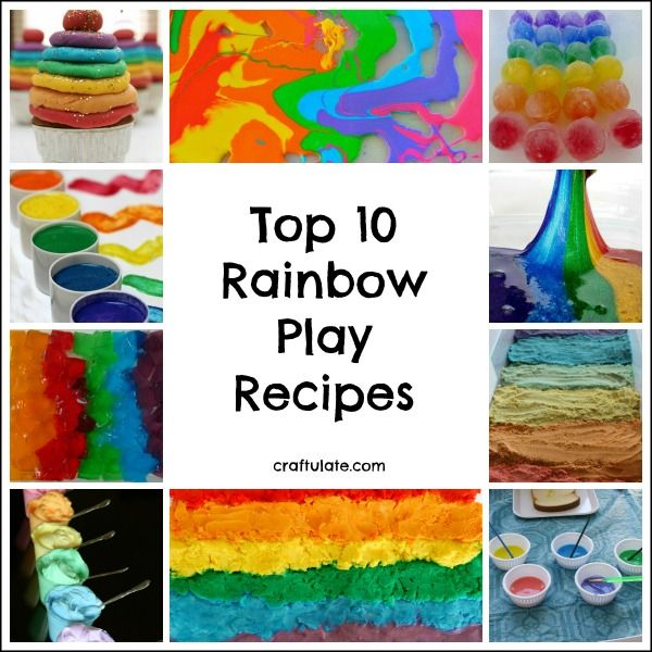 Top 10 Rainbow Play Recipes - play dough, paint, slime, sand, and more!