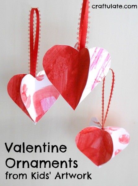 Valentine Ornaments from Kids' Artwork - a cute craft for mixed ages!
