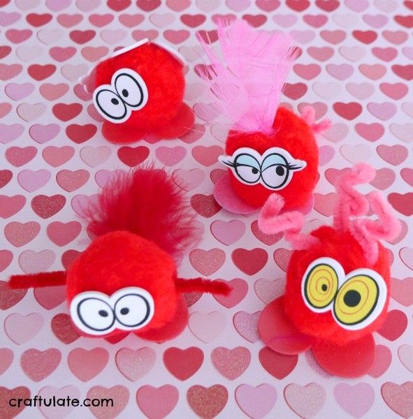 Valentine Pom Pom Bugs - a cute craft to make with kids!