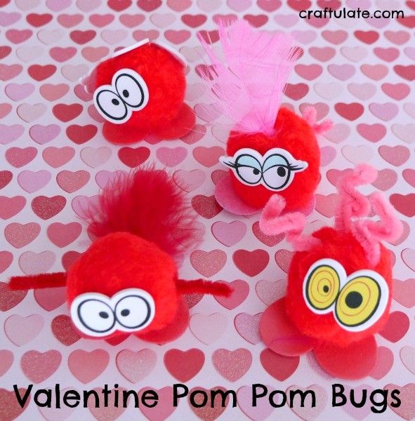 Valentine Pom Pom Bugs - a cute craft to make with kids!