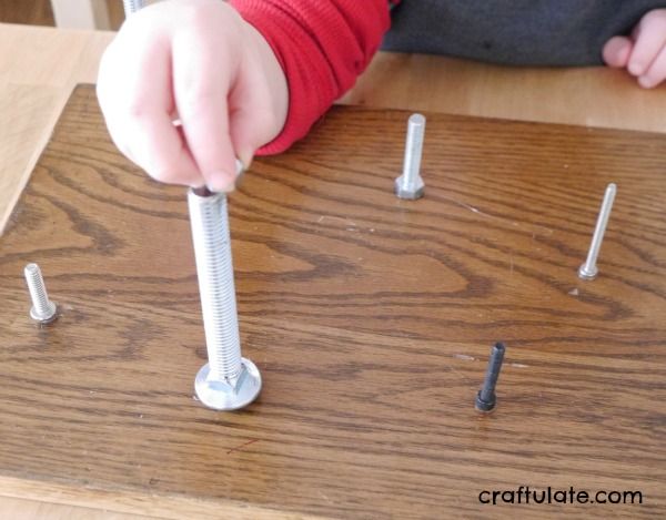Fine Motor Nuts and Bolts Activity Board