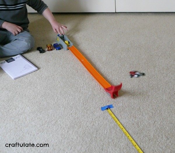 Measuring Hot Wheels Car Jumps - basic recording data skills for kids