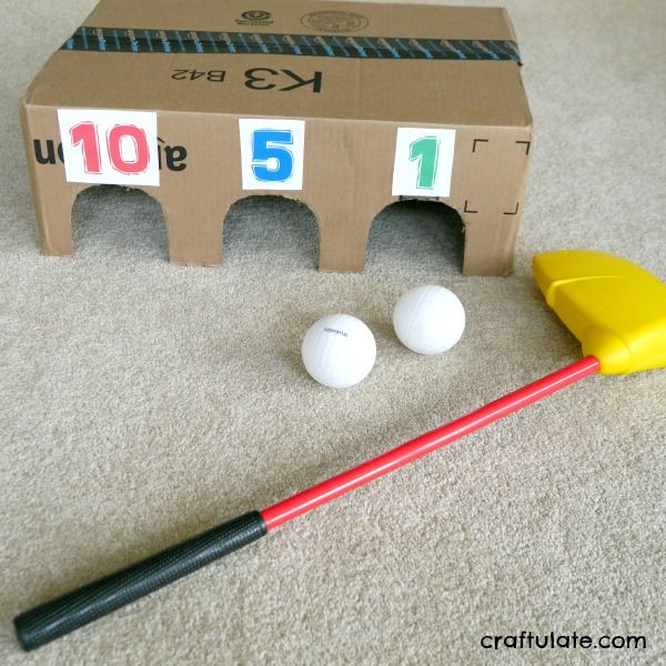 Indoor Golf Game for Preschoolers - made from a cardboard box!