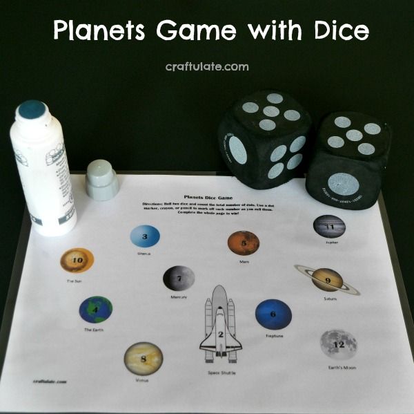 Planets Game With Dice - Craftulate