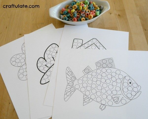 Cereal Mosaics with Fruit Rings - with free printable templates