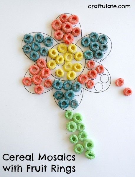 Cereal Mosaics with Fruit Rings - with free printable templates