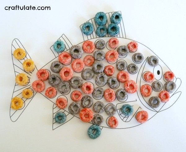 Cereal Mosaics with Fruit Rings - with free printable templates