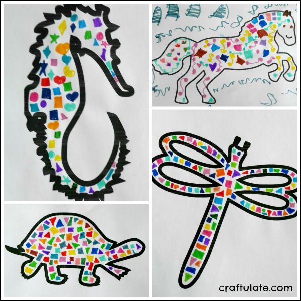 Easy Animal Mosaics - kids will love this art technique!