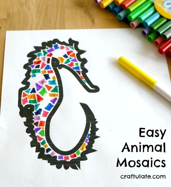 Easy Animal Mosaics - kids will love this art technique!