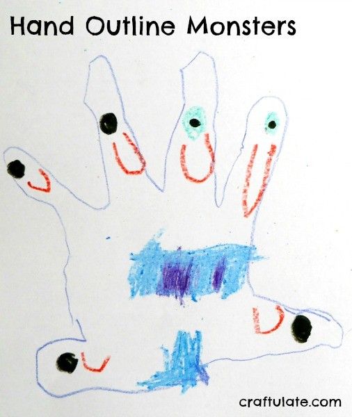 Hand Outline Monsters - a fun drawing prompt for the whole family!