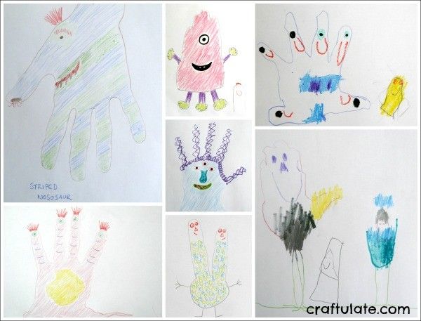 Hand Outline Monsters - a fun drawing prompt for the whole family!