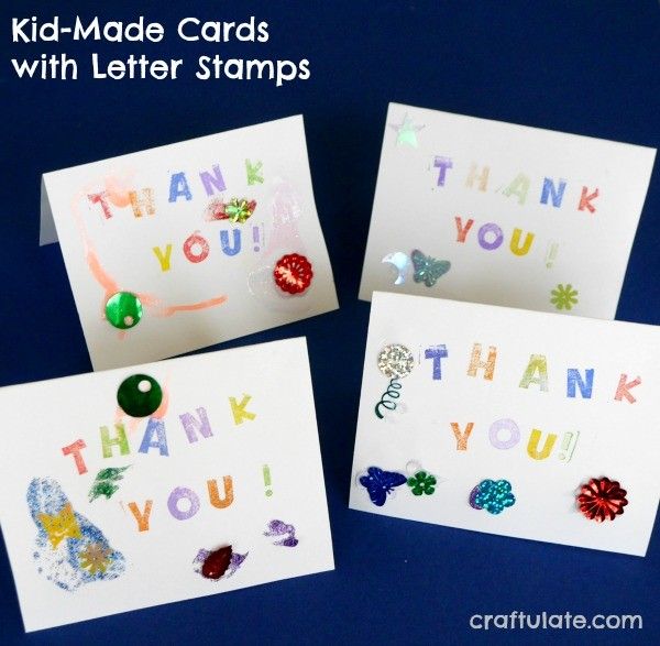 Kid Made Cards with Letter Stamps