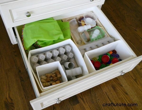 Organizing Kids' Craft Materials - tips on how to store and organize materials in the home