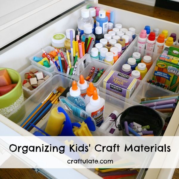 Organizing Kids' Craft Materials - tips on how to store and organize materials in the home