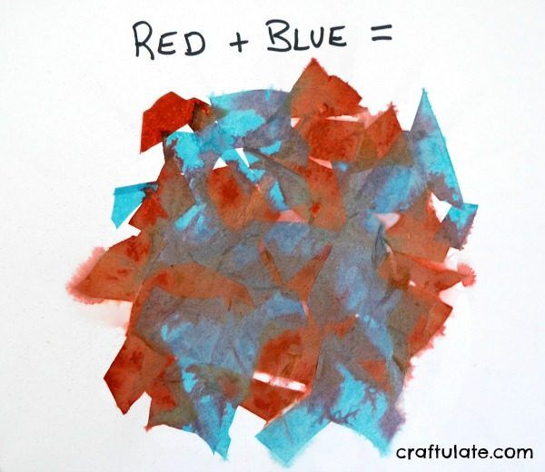 Primary Colour Mixing Activity - use tissue paper to make primary colours turn into secondary!