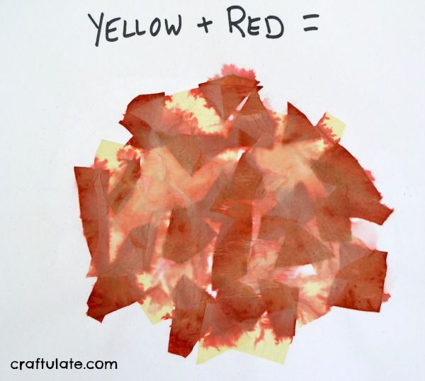 Primary Colour Mixing Activity - use tissue paper to make primary colours turn into secondary!