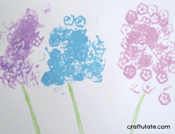 Hydrangea Art for Kids Using Okra