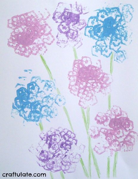 Hydrangea Art for Kids Using Okra