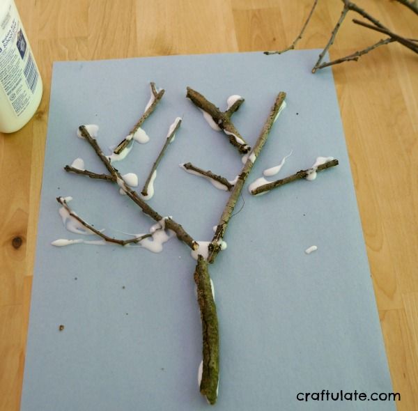 Popcorn Trees - a fun kids craft to make with sticks and leftover popcorn!