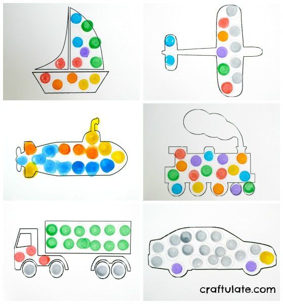 Vehicles Dot Markers:Fun Dot Markers Coloring Pages of Car, Truck, Plane,  Train.