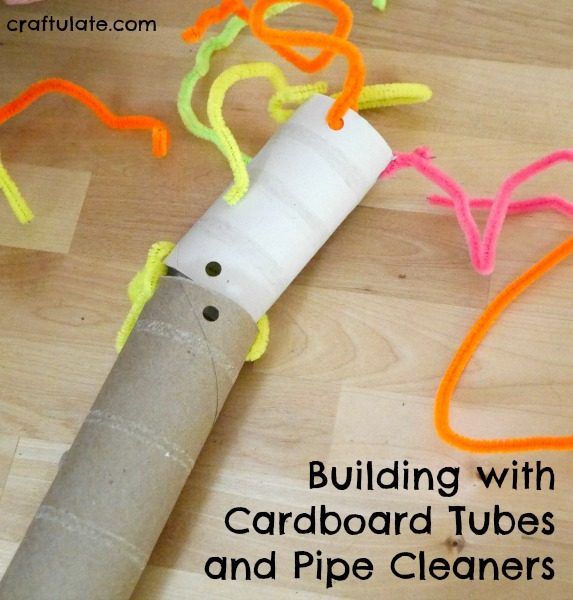 Building with Cardboard Tubes and Pipe Cleaners - a fun activity idea for kids