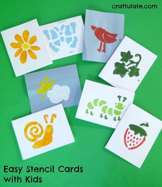 Easy Stencil Cards to make with Kids - such a fun way to make greeting cards!