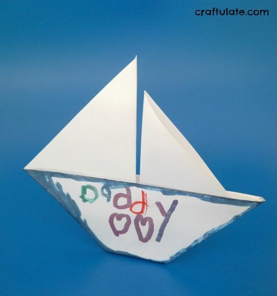 Origami Sailboat Card - kids can decorate it for Father's Day!