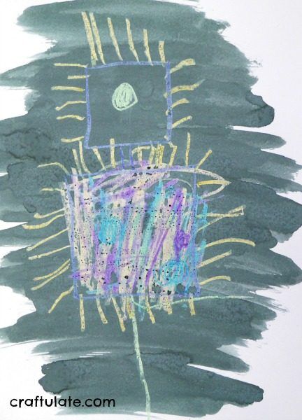 Metallic Crayon Robot Art - a fun drawing project for kids