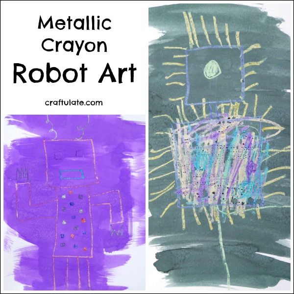 Metallic Crayon Robot Art - a fun drawing project for kids