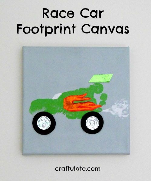 Race Car Footprint Canvas - a wonderful keepsake and fun wall art project!