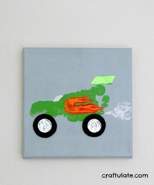 Race Car Footprint Canvas - a wonderful keepsake and fun wall art project!