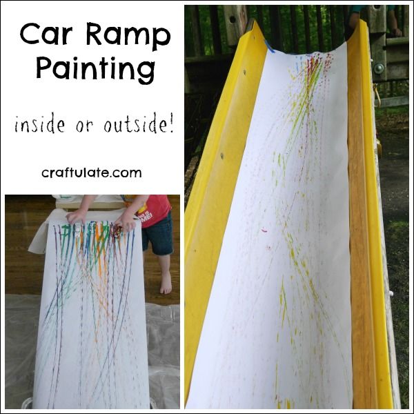 Car Ramp Painting - inside or outside art project for kids!