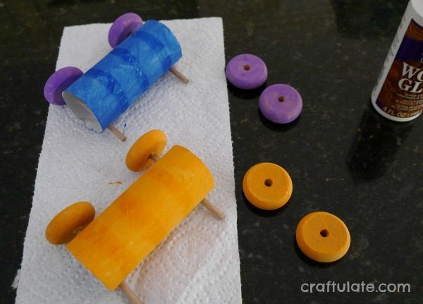 Cardboard Tube Cars - a fun craft for kids to make - and race!