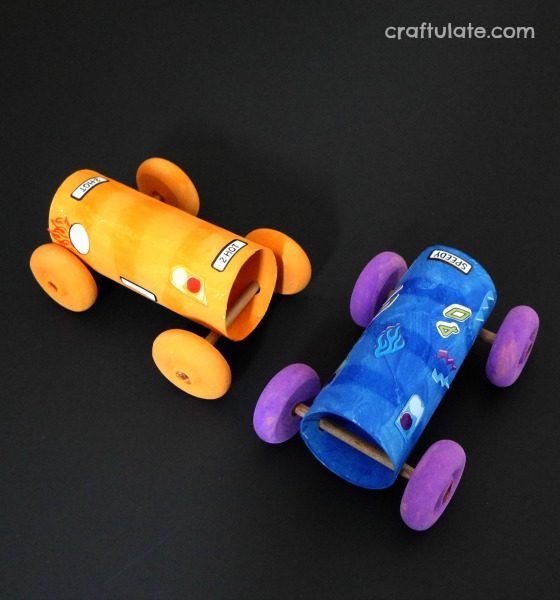 Cardboard Tube Cars - a fun craft for kids to make - and race!