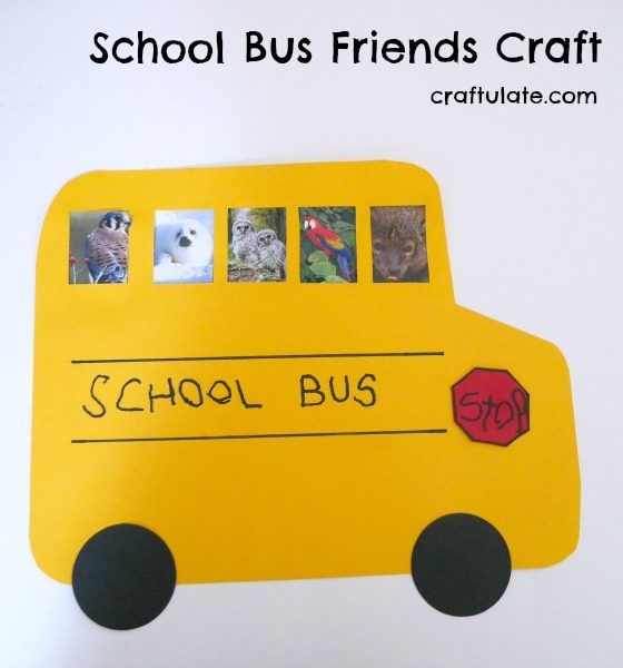 School Bus Friends Craft - who does your child want to ride to school with?