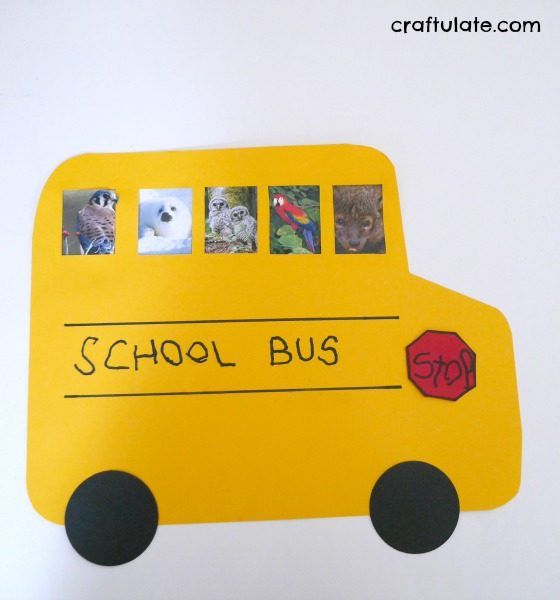 School Bus Friends Craft - who does your child want to ride to school with?