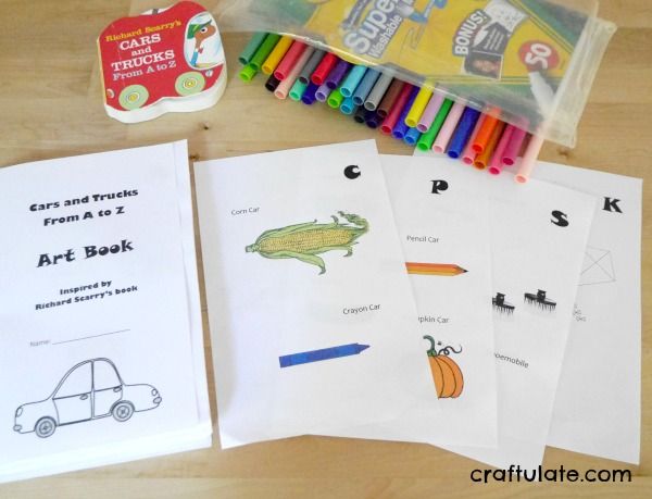 Cars and Trucks From A to Z ART BOOK - free printable based on the Richard Scarry classic