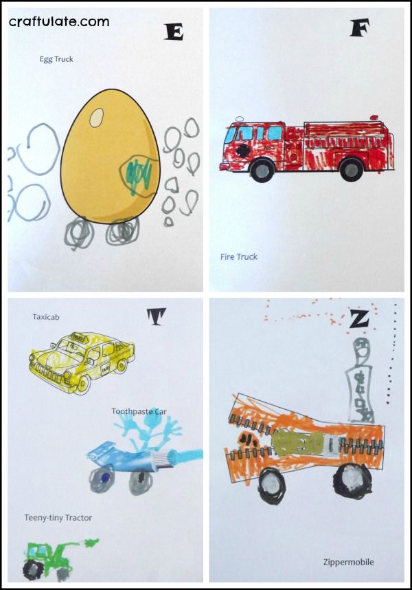 Cars and Trucks From A to Z ART BOOK - free printable based on the Richard Scarry classic