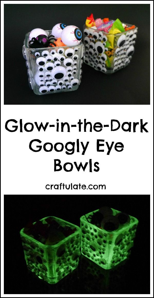 Glow-in-the-Dark Googly Eye Bowls - a spooky Halloween craft for kids to make!
