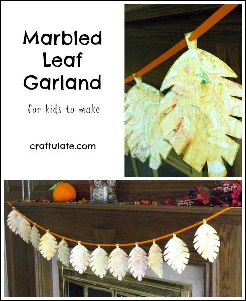 Marbled Leaf Garland - a pretty decoration for kids to make this fall!