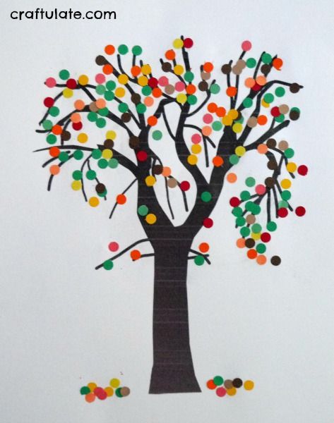 Punched Paper Tree Collage - a fall art activity for kids