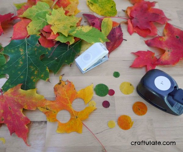 Paper Punch Real Leaf Collage - a fall art activity for kids