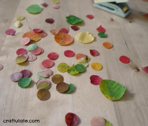 Paper Punch Real Leaf Collage - a fall art activity for kids